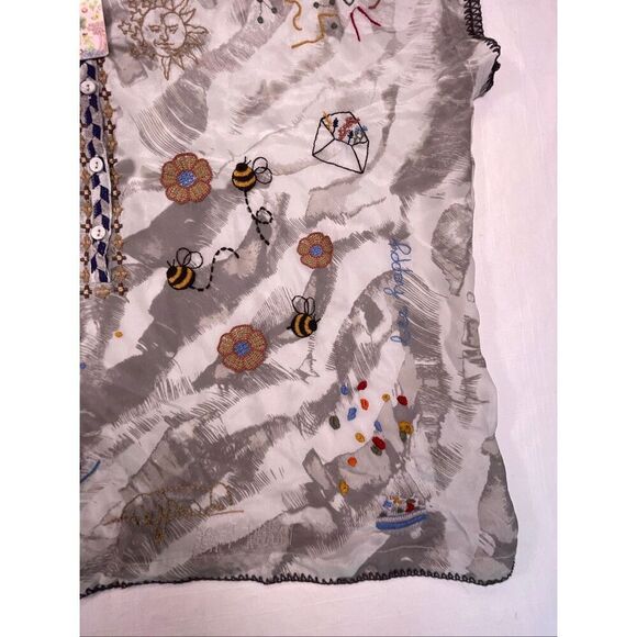Johnny Was Multicolor Josefina Embroidered Bees Boho Silk Blouse Size 2X NWT - Picture 5 of 13